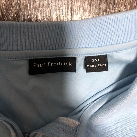 Paul Fredrick Men's 3XL Light Blue Quarter-Zip Polo Shirt - Picture 7 of 11